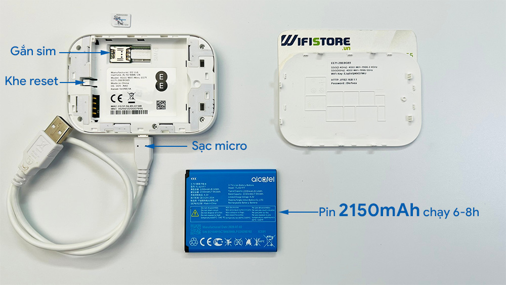 Bộ phát WiFi lắp sim 4G Alcatel EE71 tốc độ 300Mbps, pin dùng 6 đến 8 tiếng