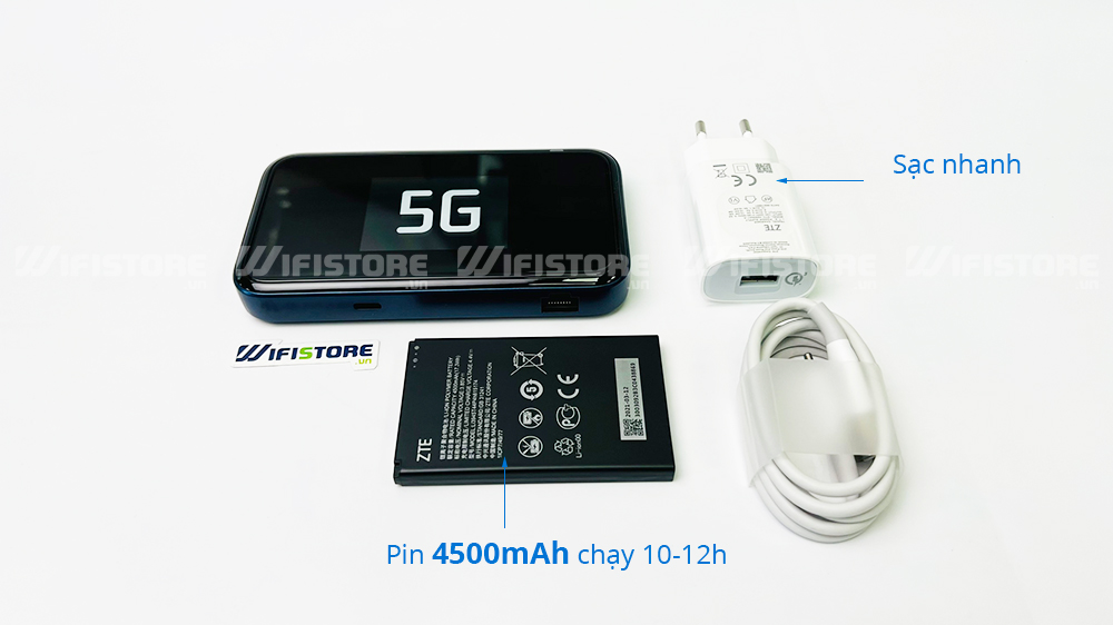 WiFi ZTE 5G MU5001 tốc độ 3.8Gbps, tải 32user, Pin 4500mAh