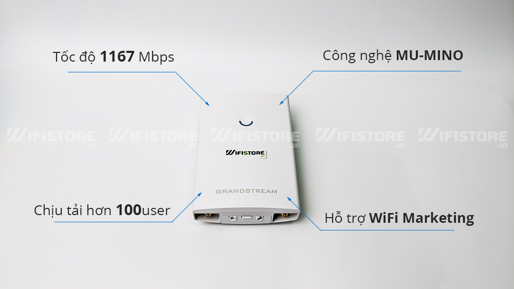 WiFi ngoài trời Grandstream GWN7605LR phát xa 200m, tải 100user