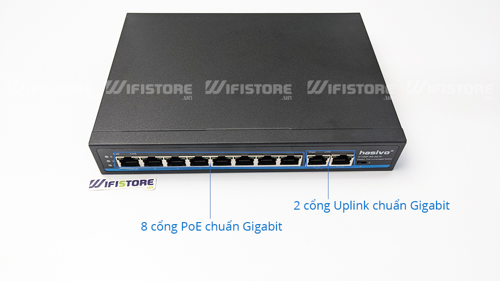 Switch PoE HASIVO S1100P-8G-2G-Ai, 8 cổng PoE, 2 Uplink đều chuẩn Gigabit